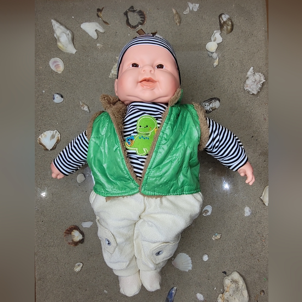 Cuddle Snuggle baby doll for boys girls blue 24" Vinyl Musical Happy face doll